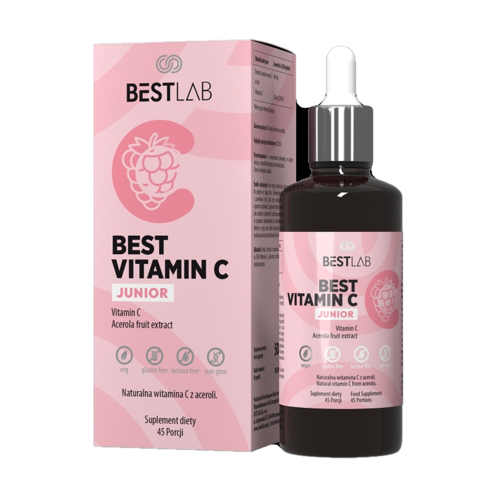 Best Vitamin C Junior acerola vitamin C drops for children, BestLab, front of pack