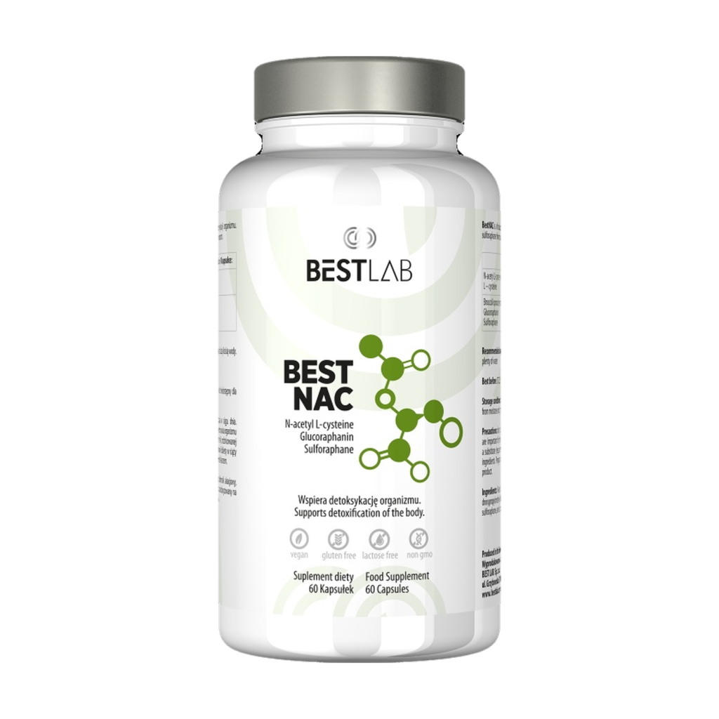 BestNAC N-acetyl-L-cysteine with broccoli sprout extract, BestLab, front of pack