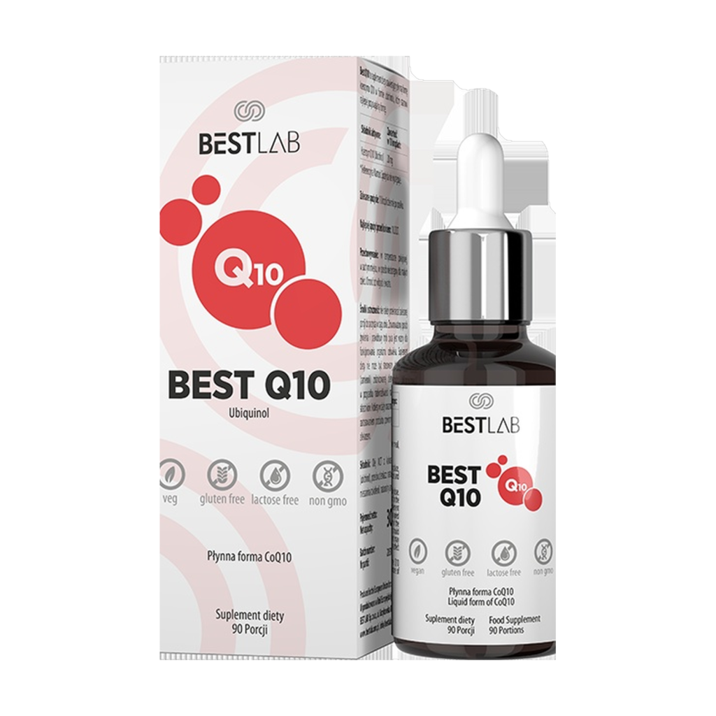 BestQ10 ubiquinol drops in coconut MCT oil, BestLab, front of pack